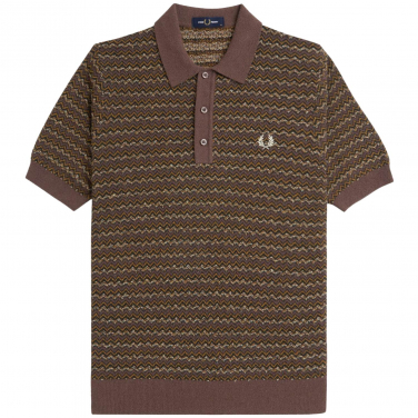 Boucle Jacquard Knitted Polo Shirt