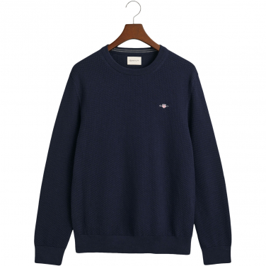 Micro Textured Crew Neck Sweater