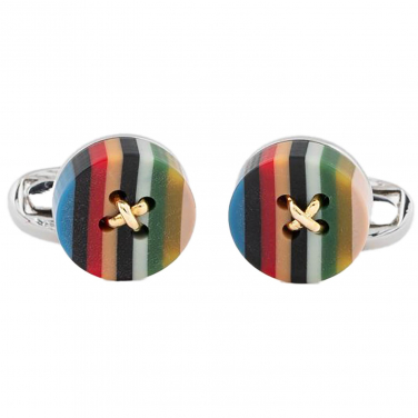 Signature Stripe Button Cufflinks