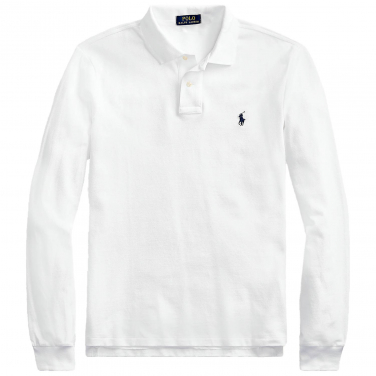 Slim Fit Mesh Long Sleeve Polo