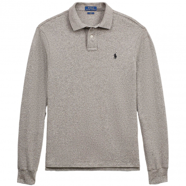 Slim Fit Mesh Long Sleeve Polo