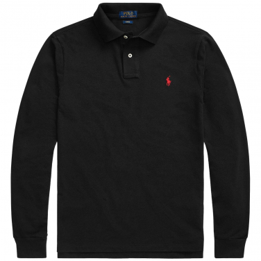 Slim Fit Mesh Long Sleeve Polo