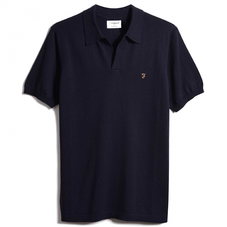 Farah Purcell Knitted Polo Shirt in Navy for Men