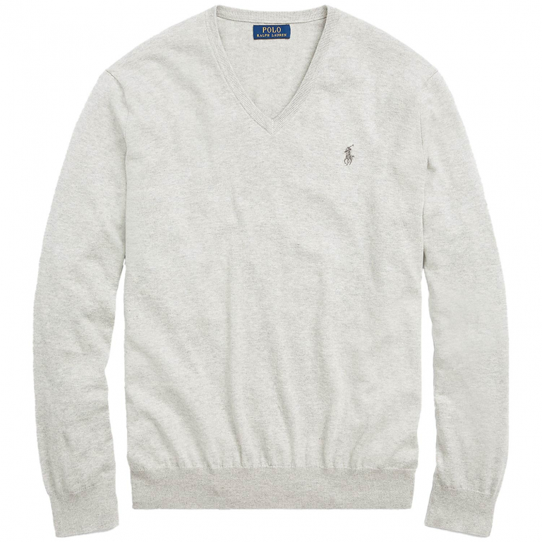 Ralph Lauren Slim Fit Cotton V Neck Sweater in Andover Heath