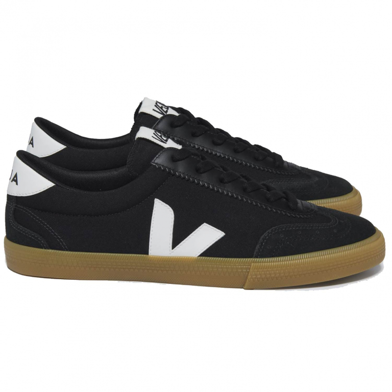 Veja Volley Canvas Shoes in Black White Natural for Men